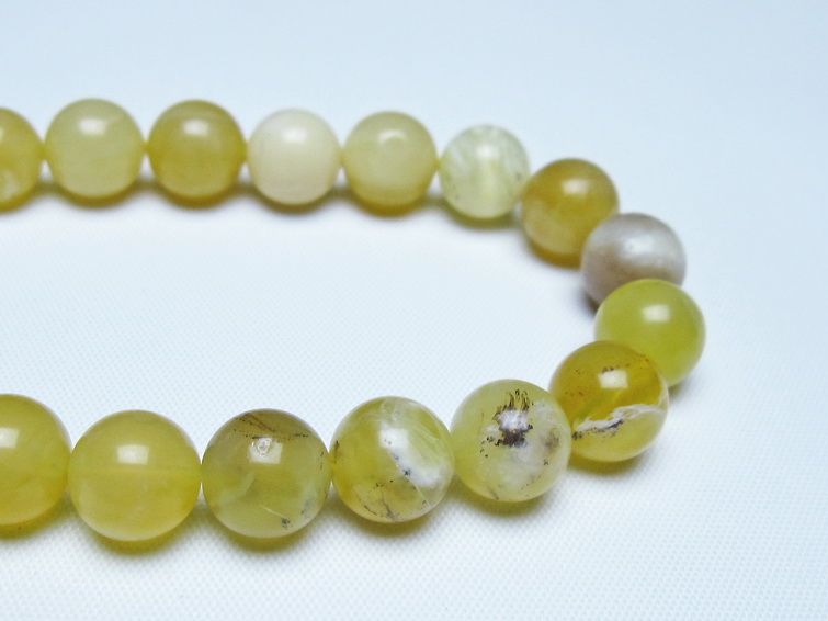 オパール ブレスレット 10mm イエローオパール コモンオパール 一点物 メール便可 [M便 1/10] 111-48637