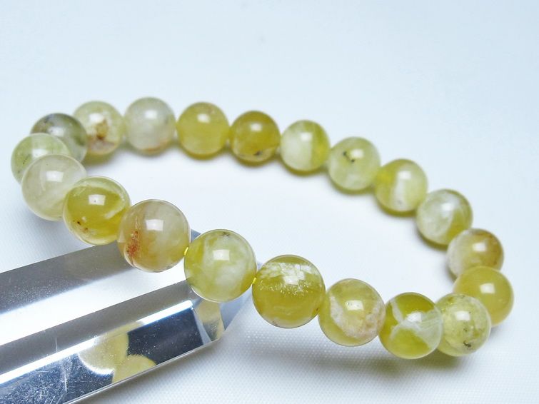 オパール ブレスレット 10mm イエローオパール コモンオパール 一点物 メール便可 [M便 1/10] 111-48638