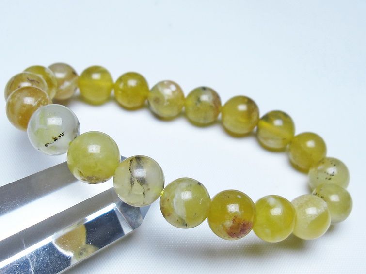 オパール ブレスレット 10mm イエローオパール コモンオパール 一点物 メール便可 [M便 1/10] 111-48639