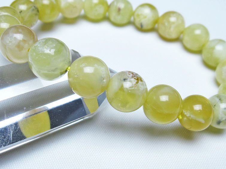 オパール ブレスレット 10mm イエローオパール コモンオパール 一点物 メール便可 [M便 1/10] 111-48641