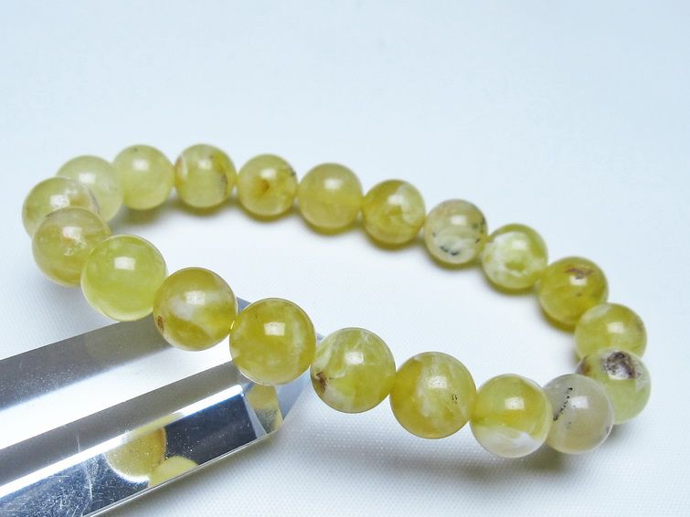 オパール ブレスレット 10mm イエローオパール コモンオパール 一点物 メール便可 [M便 1/10] 111-48642