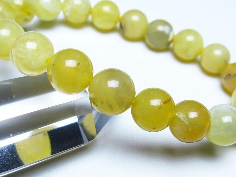 オパール ブレスレット 10mm イエローオパール コモンオパール 一点物 メール便可 [M便 1/10] 111-48643