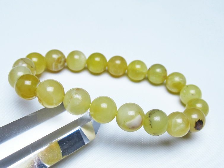 オパール ブレスレット 10mm イエローオパール コモンオパール 一点物 メール便可 [M便 1/10] 111-48645