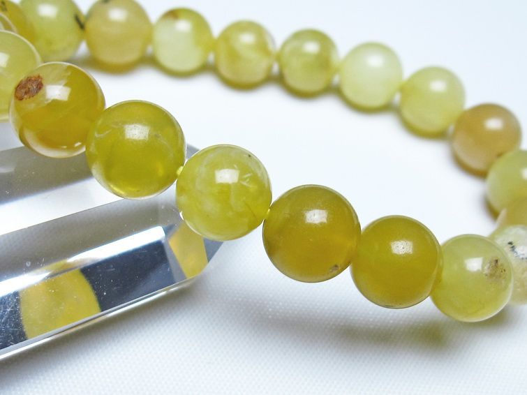 オパール ブレスレット 10mm イエローオパール コモンオパール 一点物 メール便可 [M便 1/10] 111-48647