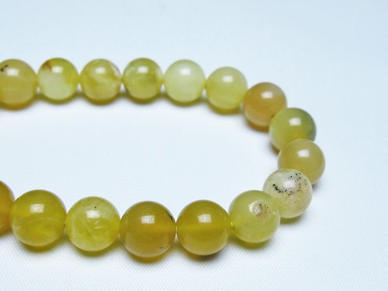 オパール ブレスレット 10mm イエローオパール コモンオパール 一点物 メール便可 [M便 1/10] 111-48647