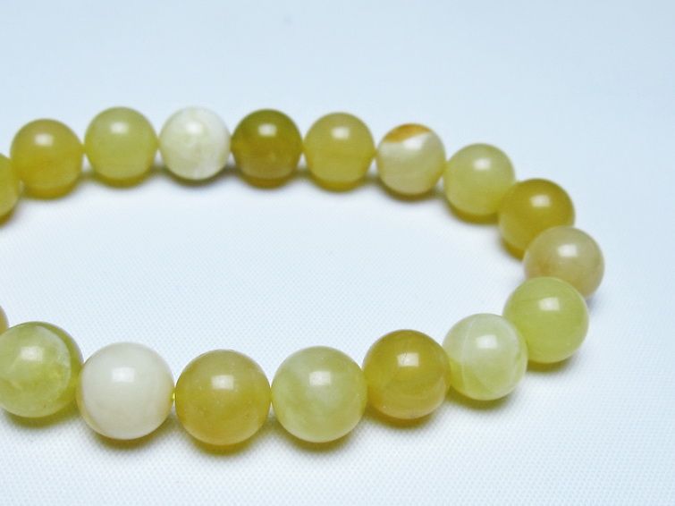 オパール ブレスレット 10mm イエローオパール コモンオパール 一点物 メール便可 [M便 1/10] 111-48648