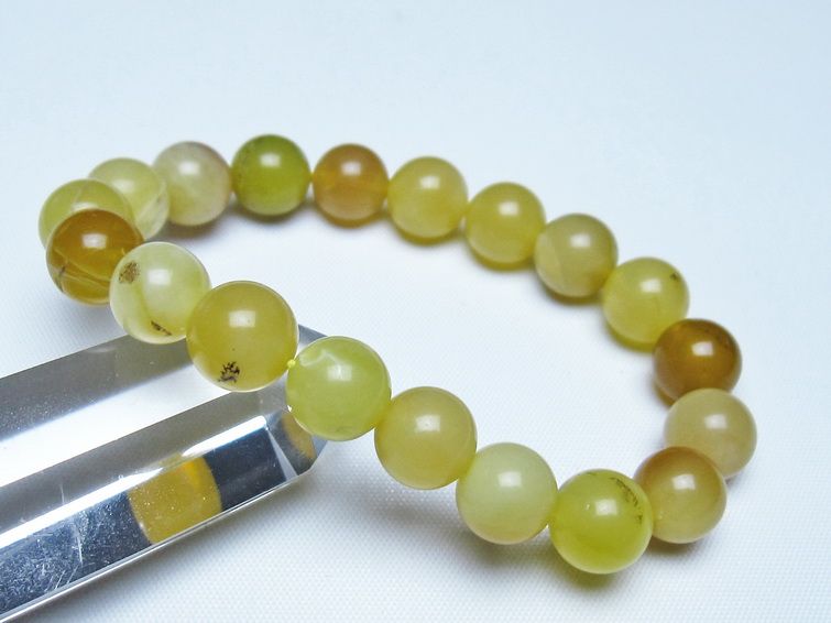 オパール ブレスレット 10mm イエローオパール コモンオパール 一点物 メール便可 [M便 1/10] 111-48650