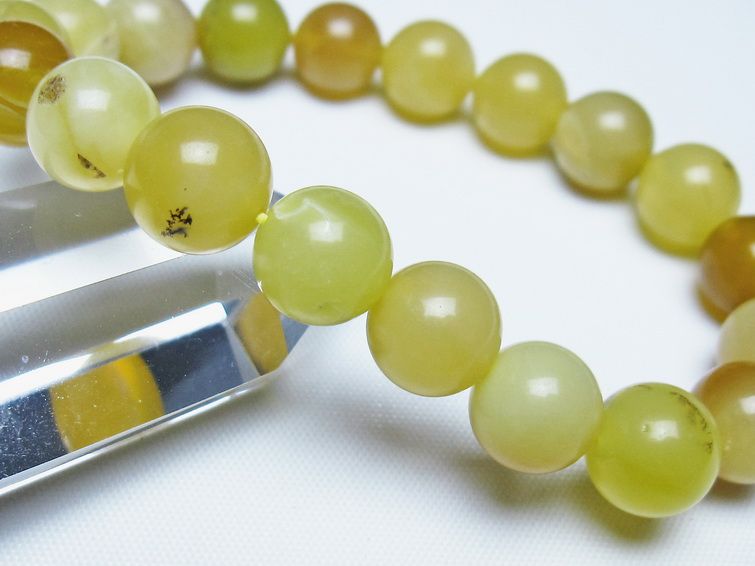 オパール ブレスレット 10mm イエローオパール コモンオパール 一点物 メール便可 [M便 1/10] 111-48650