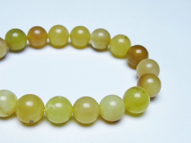 オパール ブレスレット 10mm イエローオパール コモンオパール 一点物 メール便可 [M便 1/10] 111-48650