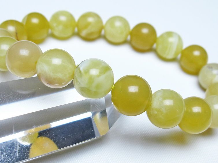 オパール ブレスレット 10mm イエローオパール コモンオパール 一点物 メール便可 [M便 1/10] 111-48651