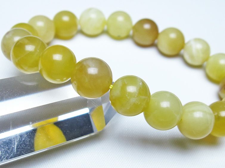 オパール ブレスレット 10mm イエローオパール コモンオパール 一点物 メール便可 [M便 1/10] 111-48652
