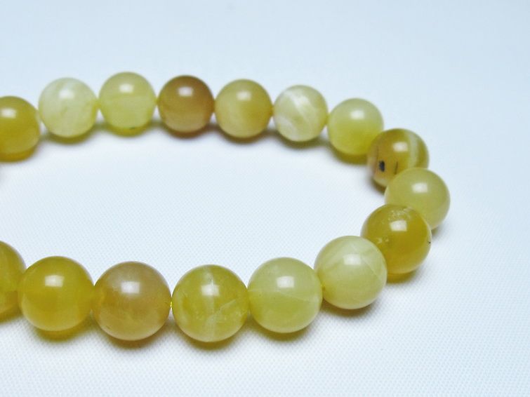 オパール ブレスレット 10mm イエローオパール コモンオパール 一点物 メール便可 [M便 1/10] 111-48652