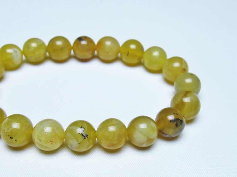 オパール ブレスレット 10mm イエローオパール コモンオパール 一点物 メール便可 [M便 1/10] 111-48653