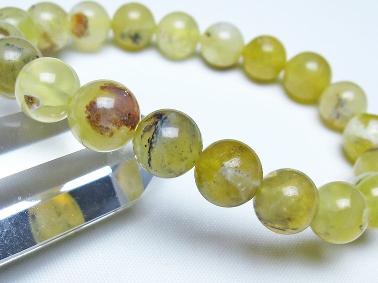 オパール ブレスレット 10mm イエローオパール コモンオパール 一点物 メール便可 [M便 1/10] 111-48655