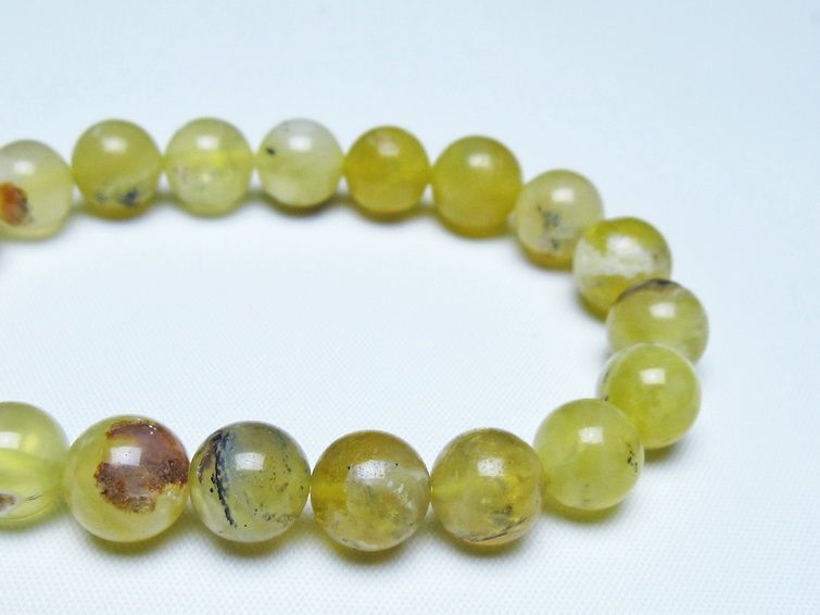 オパール ブレスレット 10mm イエローオパール コモンオパール 一点物 メール便可 [M便 1/10] 111-48655