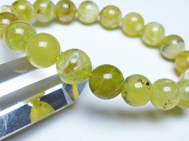 オパール ブレスレット 10mm イエローオパール コモンオパール 一点物 メール便可 [M便 1/10] 111-48656