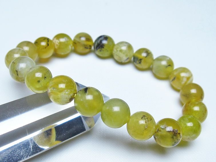 オパール ブレスレット 10mm イエローオパール コモンオパール 一点物 メール便可 [M便 1/10] 111-48658
