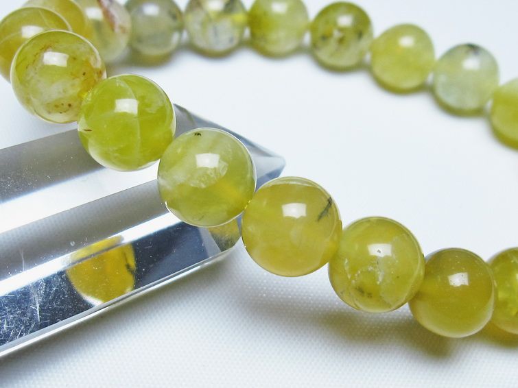 オパール ブレスレット 10mm イエローオパール コモンオパール 一点物 メール便可 [M便 1/10] 111-48659