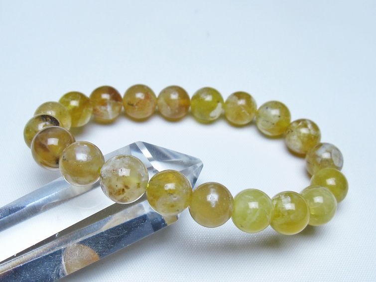 オパール ブレスレット 10mm イエローオパール コモンオパール 一点物 メール便可 [M便 1/10] 111-48660