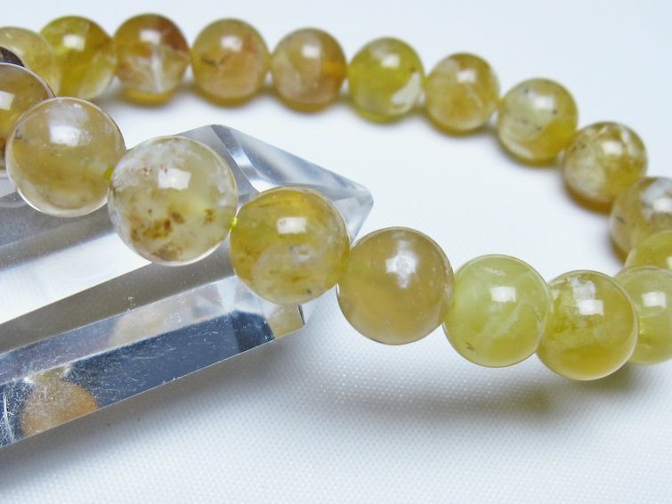 オパール ブレスレット 10mm イエローオパール コモンオパール 一点物 メール便可 [M便 1/10] 111-48660