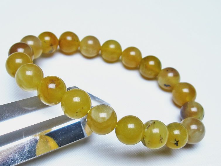 オパール ブレスレット 10mm イエローオパール コモンオパール 一点物 メール便可 [M便 1/10] 111-48661