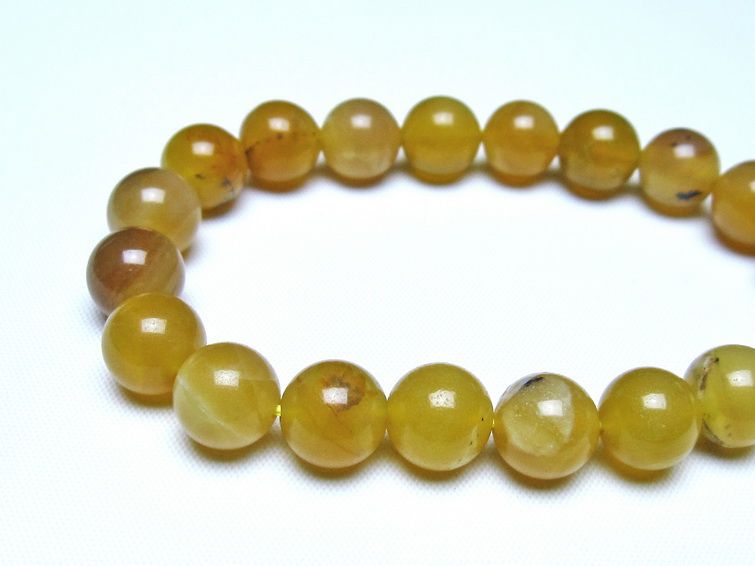 オパール ブレスレット 10mm イエローオパール コモンオパール 一点物 メール便可 [M便 1/10] 111-48661