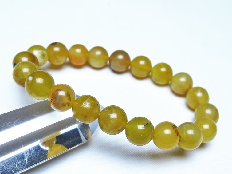 オパール ブレスレット 10mm イエローオパール コモンオパール 一点物 メール便可 [M便 1/10] 111-48662