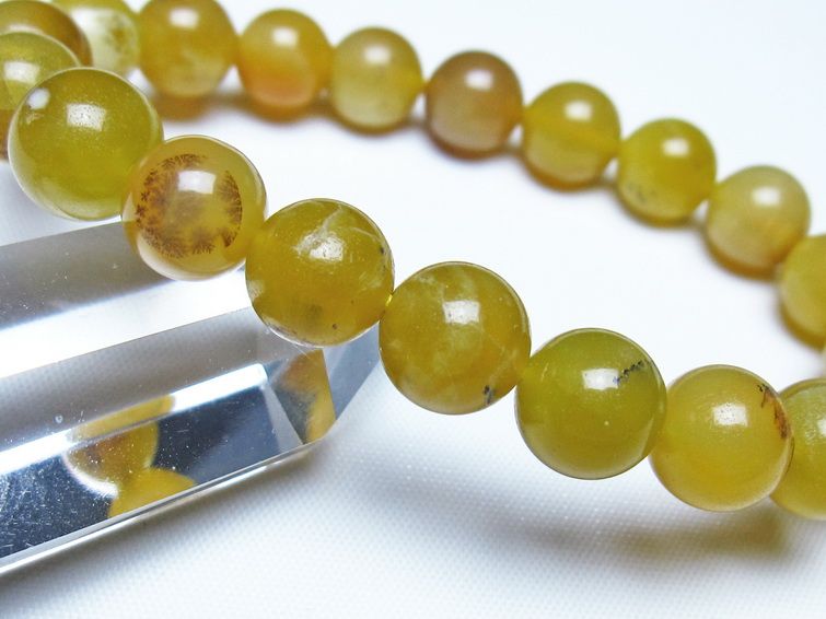 オパール ブレスレット 10mm イエローオパール コモンオパール 一点物 メール便可 [M便 1/10] 111-48662