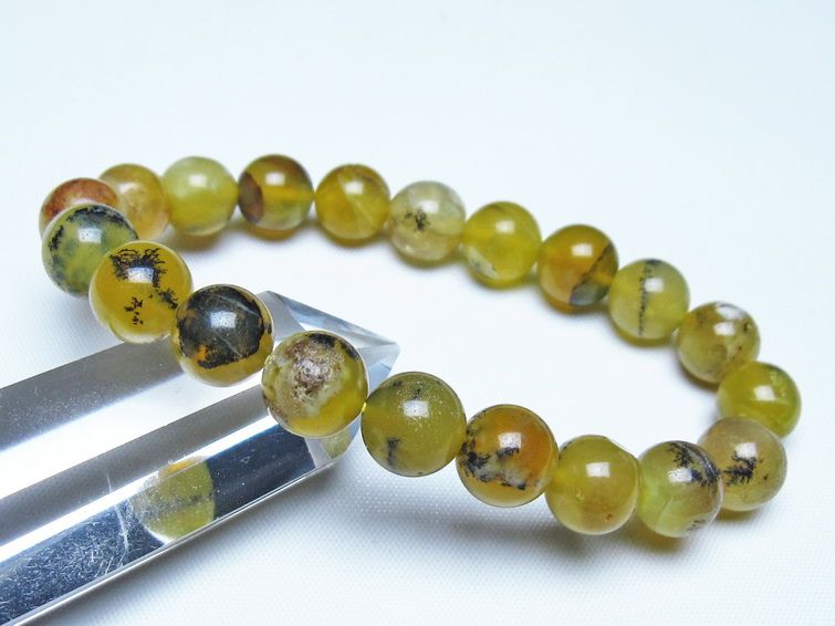 オパール ブレスレット 10mm イエローオパール コモンオパール 一点物 メール便可 [M便 1/10] 111-48664