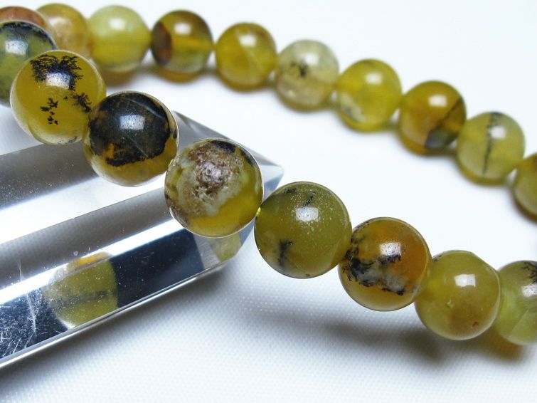 オパール ブレスレット 10mm イエローオパール コモンオパール 一点物 メール便可 [M便 1/10] 111-48664