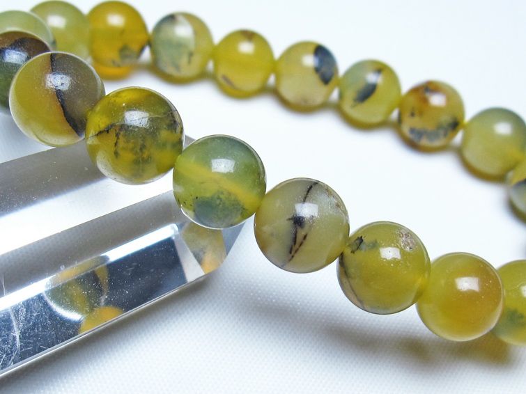 オパール ブレスレット 10mm イエローオパール コモンオパール 一点物 メール便可 [M便 1/10] 111-48665