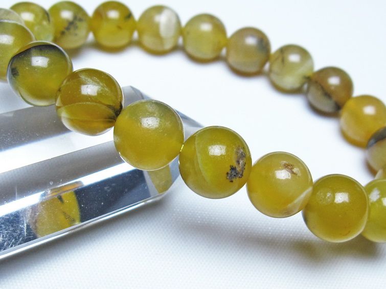 オパール ブレスレット 10mm イエローオパール コモンオパール 一点物 メール便可 [M便 1/10] 111-48666