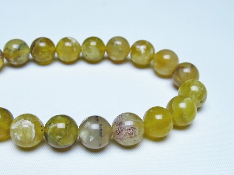 オパール ブレスレット 10mm イエローオパール コモンオパール 一点物 メール便可 [M便 1/10] 111-48668