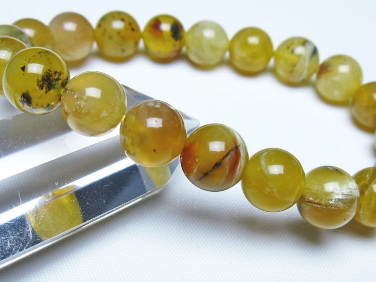 オパール ブレスレット 10mm イエローオパール コモンオパール 一点物 メール便可 [M便 1/10] 111-48669