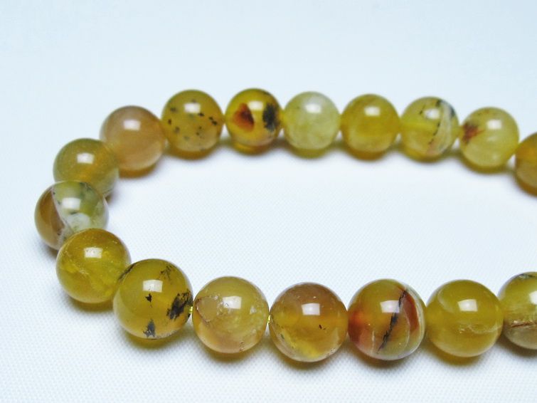 オパール ブレスレット 10mm イエローオパール コモンオパール 一点物 メール便可 [M便 1/10] 111-48669
