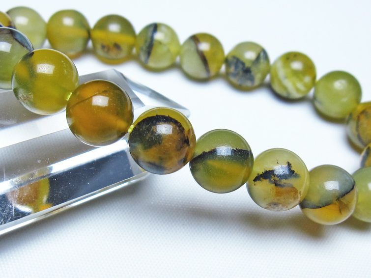 オパール ブレスレット 10mm イエローオパール コモンオパール 一点物 メール便可 [M便 1/10] 111-48670