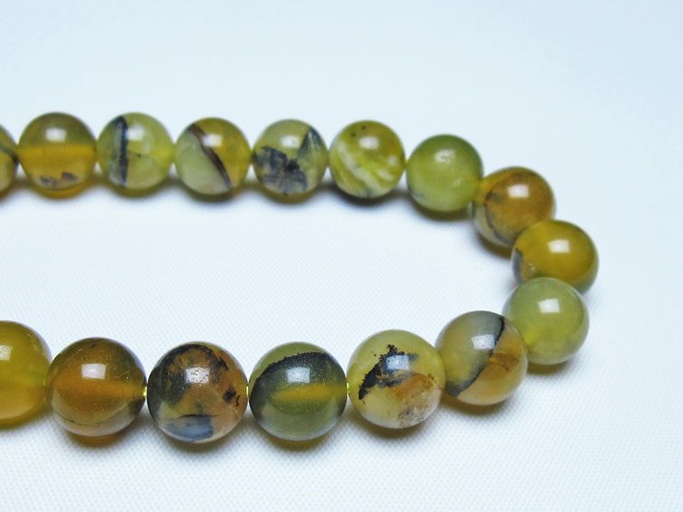 オパール ブレスレット 10mm イエローオパール コモンオパール 一点物 メール便可 [M便 1/10] 111-48670