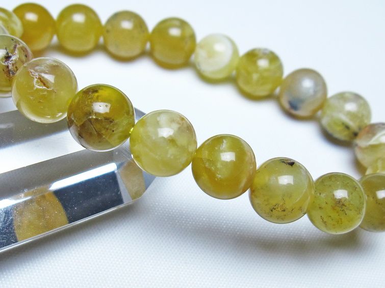 オパール ブレスレット 10mm イエローオパール コモンオパール 一点物 メール便可 [M便 1/10] 111-48671