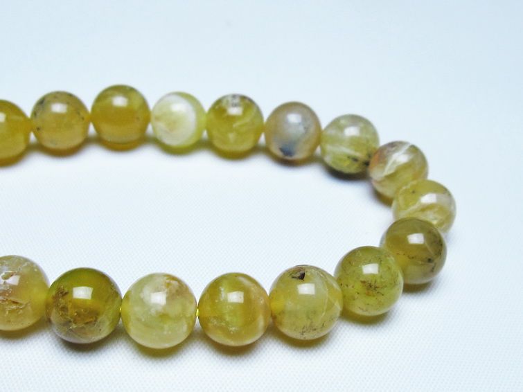 オパール ブレスレット 10mm イエローオパール コモンオパール 一点物 メール便可 [M便 1/10] 111-48671