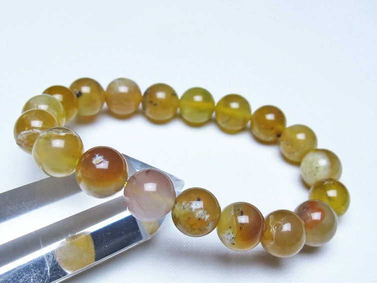 オパール ブレスレット 10mm イエローオパール コモンオパール 一点物 メール便可 [M便 1/10] 111-48673