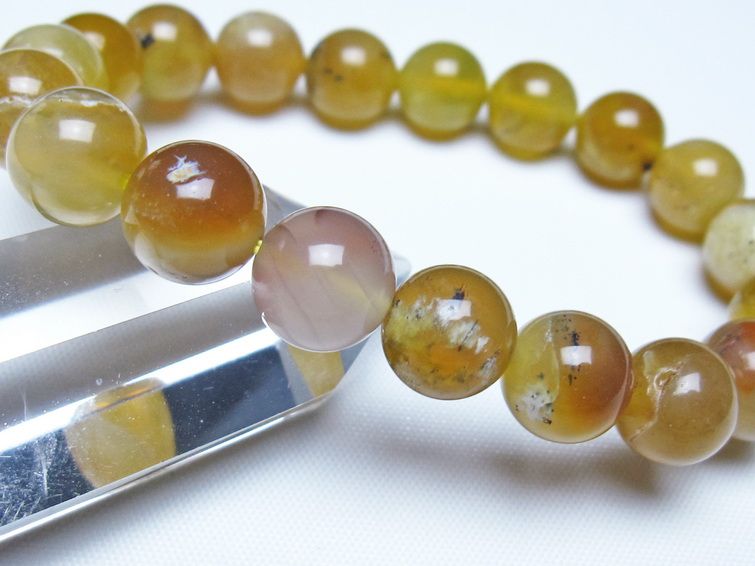オパール ブレスレット 10mm イエローオパール コモンオパール 一点物 メール便可 [M便 1/10] 111-48673