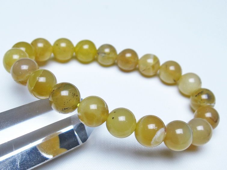 オパール ブレスレット 10mm イエローオパール コモンオパール 一点物 メール便可 [M便 1/10] 111-48674