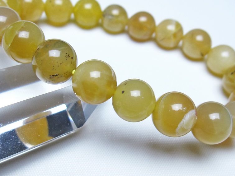 オパール ブレスレット 10mm イエローオパール コモンオパール 一点物 メール便可 [M便 1/10] 111-48674