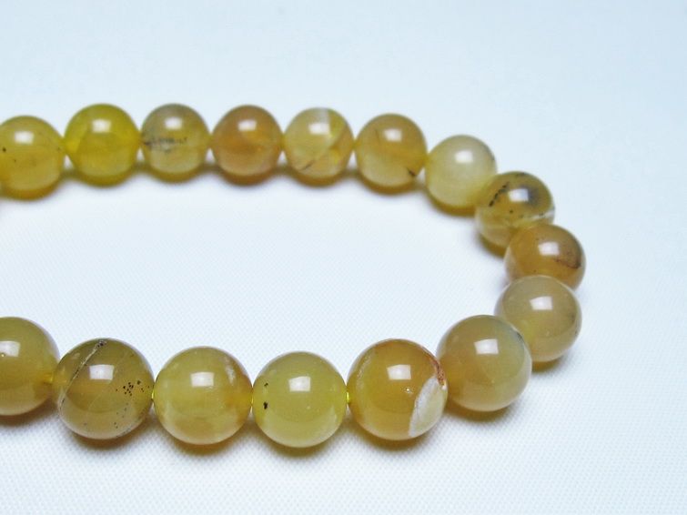 オパール ブレスレット 10mm イエローオパール コモンオパール 一点物 メール便可 [M便 1/10] 111-48674