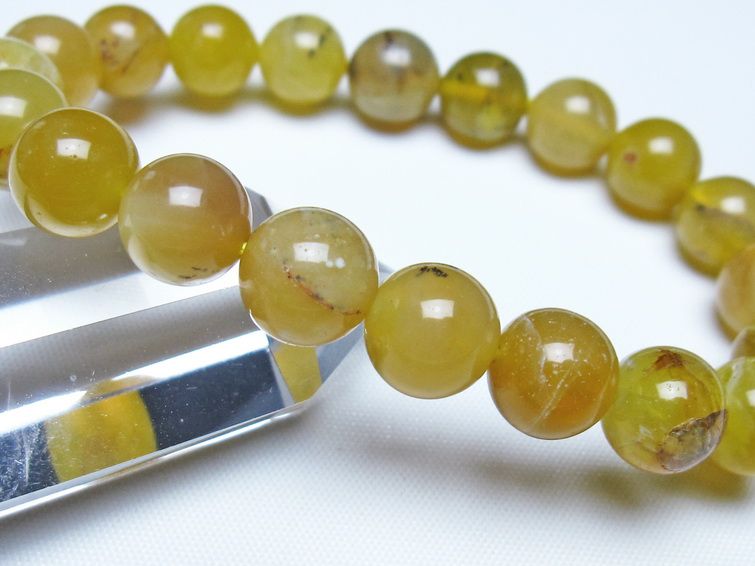 オパール ブレスレット 10mm イエローオパール コモンオパール 一点物 メール便可 [M便 1/10] 111-48675
