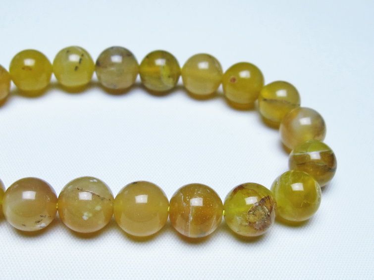 オパール ブレスレット 10mm イエローオパール コモンオパール 一点物 メール便可 [M便 1/10] 111-48675