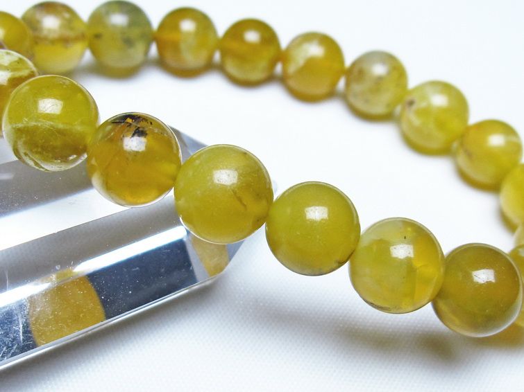オパール ブレスレット 10mm イエローオパール コモンオパール 一点物 メール便可 [M便 1/10] 111-48676