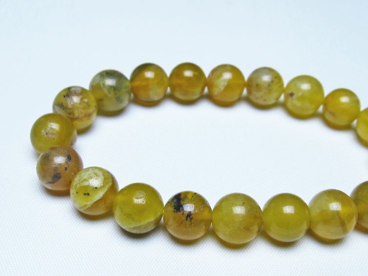 オパール ブレスレット 10mm イエローオパール コモンオパール 一点物 メール便可 [M便 1/10] 111-48676