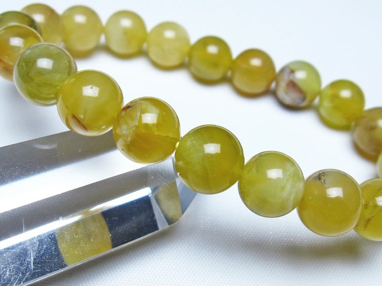オパール ブレスレット 10mm イエローオパール コモンオパール 一点物 メール便可 [M便 1/10] 111-48677