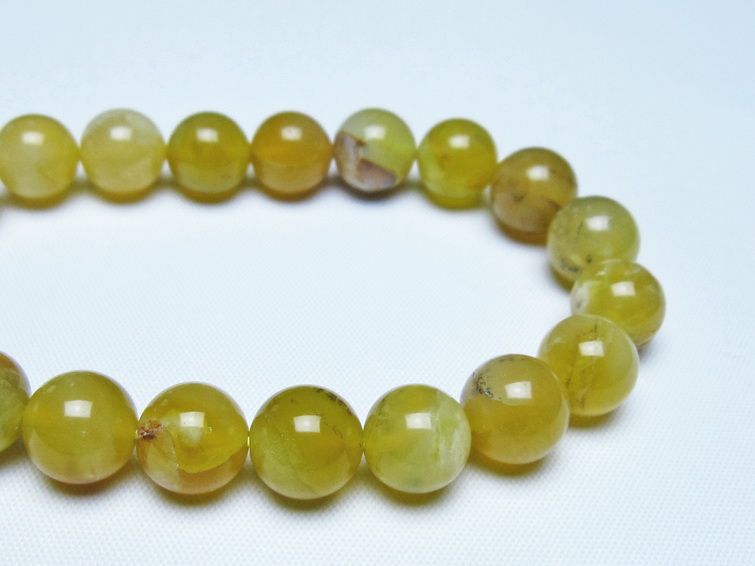オパール ブレスレット 10mm イエローオパール コモンオパール 一点物 メール便可 [M便 1/10] 111-48677